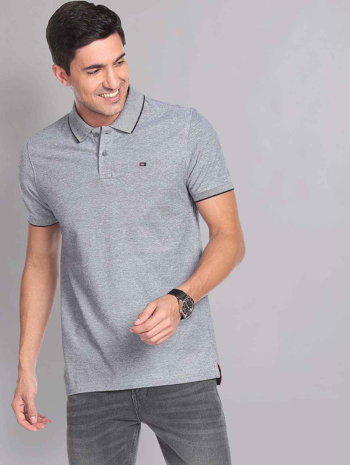 men solid cotton polo t-shirt - 19504142 - Zoom Image - 0