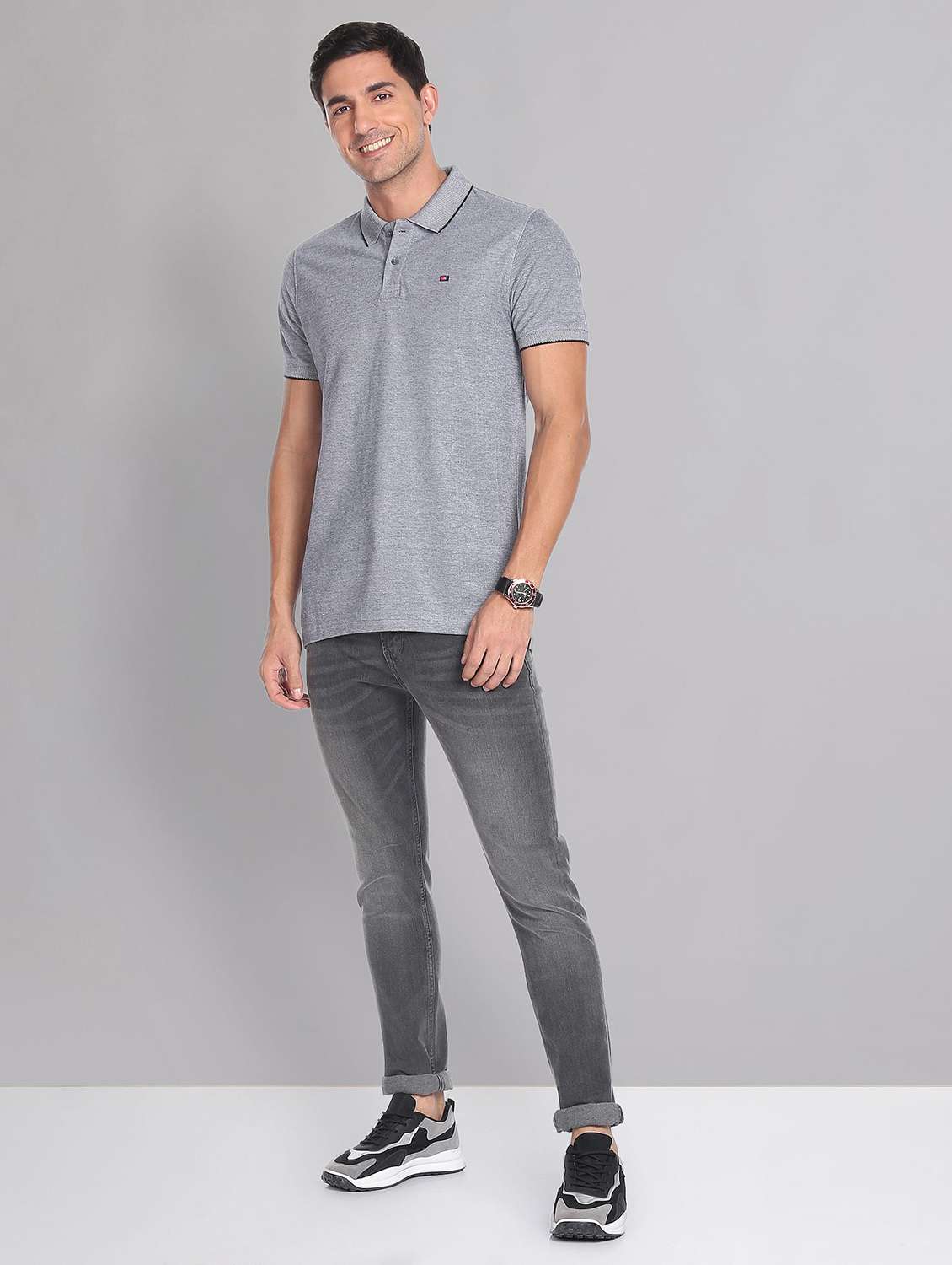 men solid cotton polo t-shirt - 19504142 - Standard Image - 3