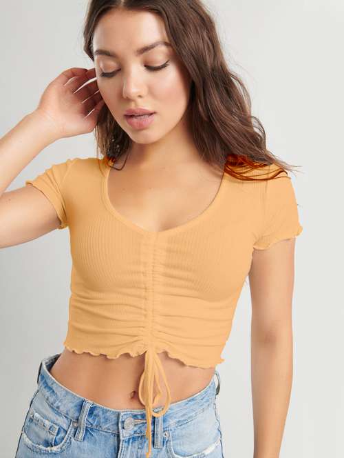 women's crop scoop neck top - 19504193 - Standard Image - 0