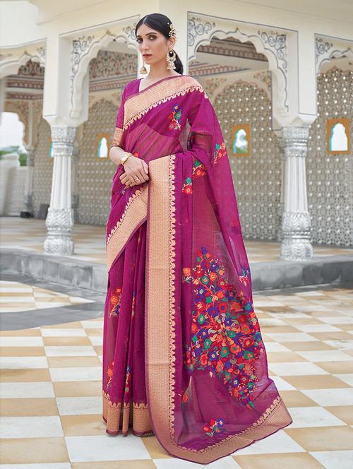 floral printed saree with blouse - 19506423 -  Standard Image - 0