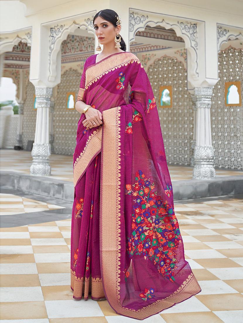 floral printed saree with blouse - 19506423 -  Zoom Image - 0