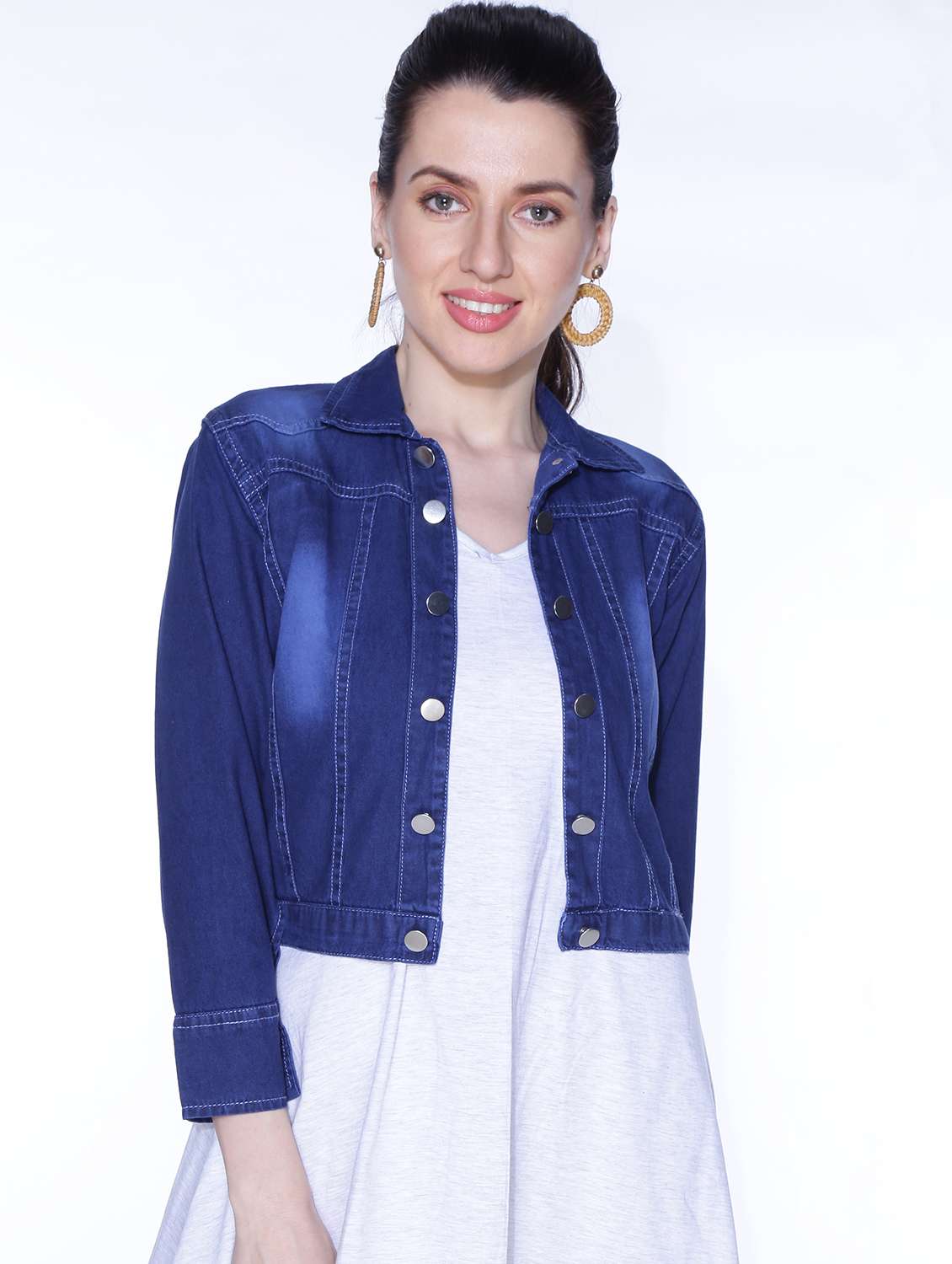 denim solid jacket - 19509370 -  Zoom Image - 0