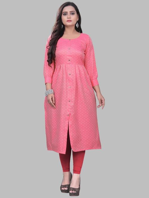 round neck straight front slit kurta - 19514305 - Standard Image - 0
