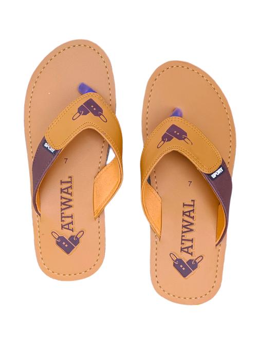 tan leatherette slip on flip flops - 19514828 -  Standard Image - 0