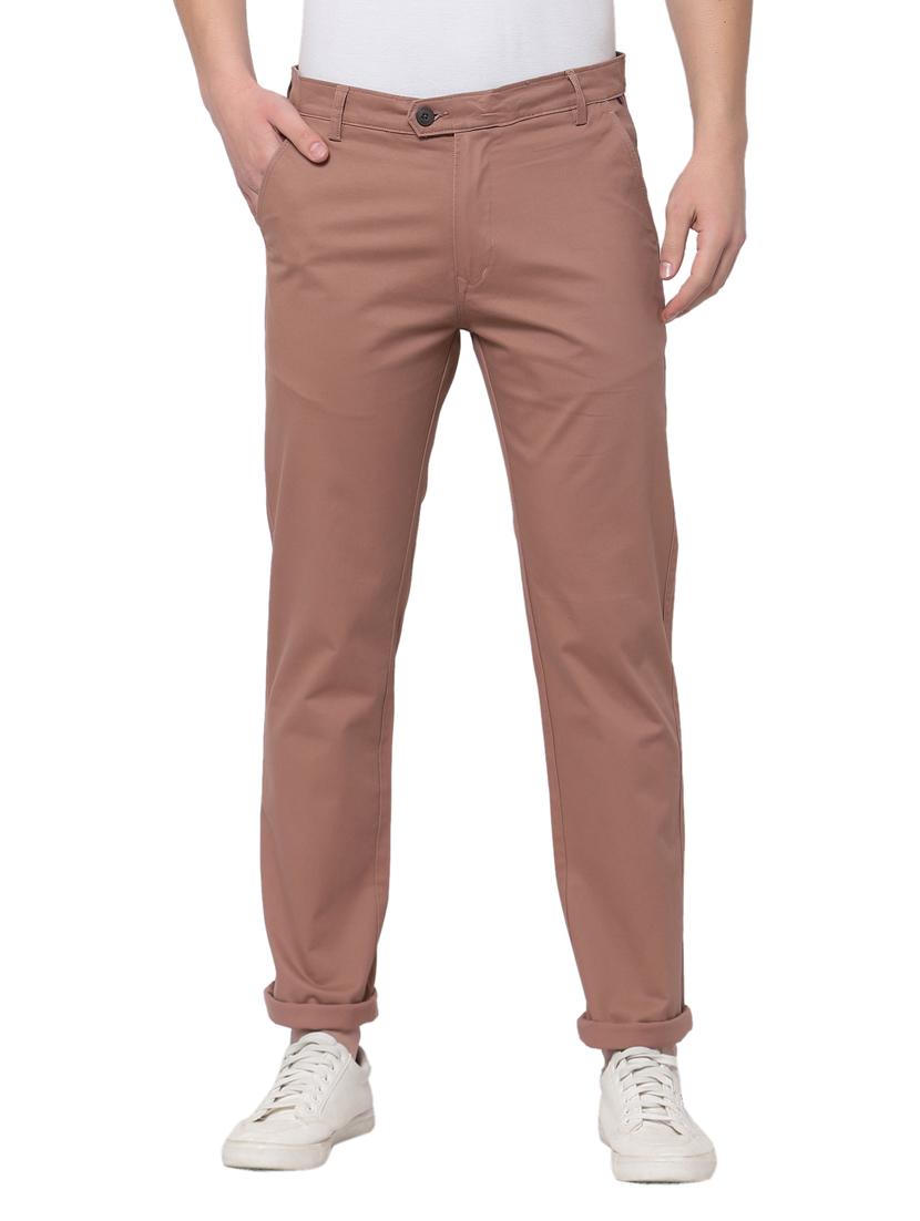 brown solid flat front casual trouser - 19516567 - Zoom Image - 0