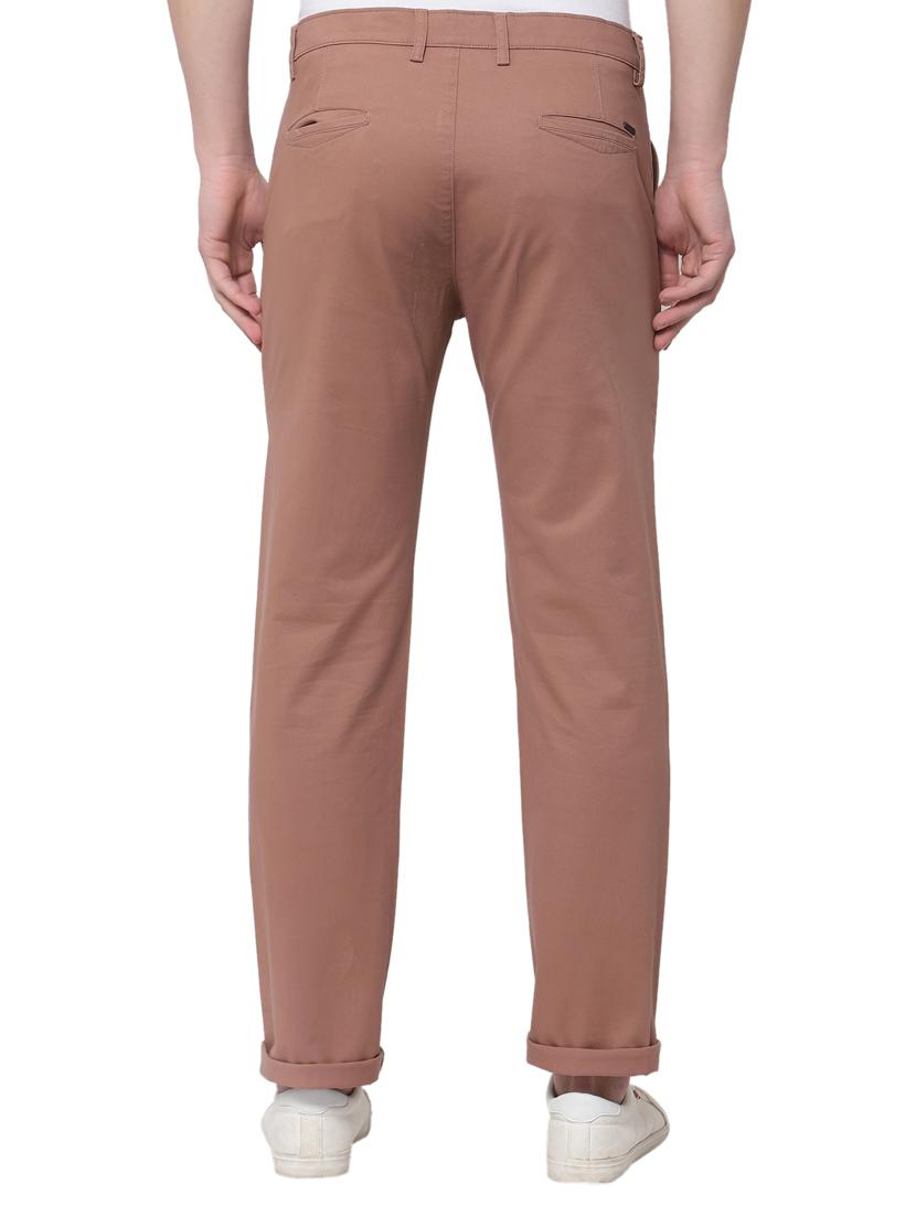 brown solid flat front casual trouser - 19516567 - Standard Image - 3