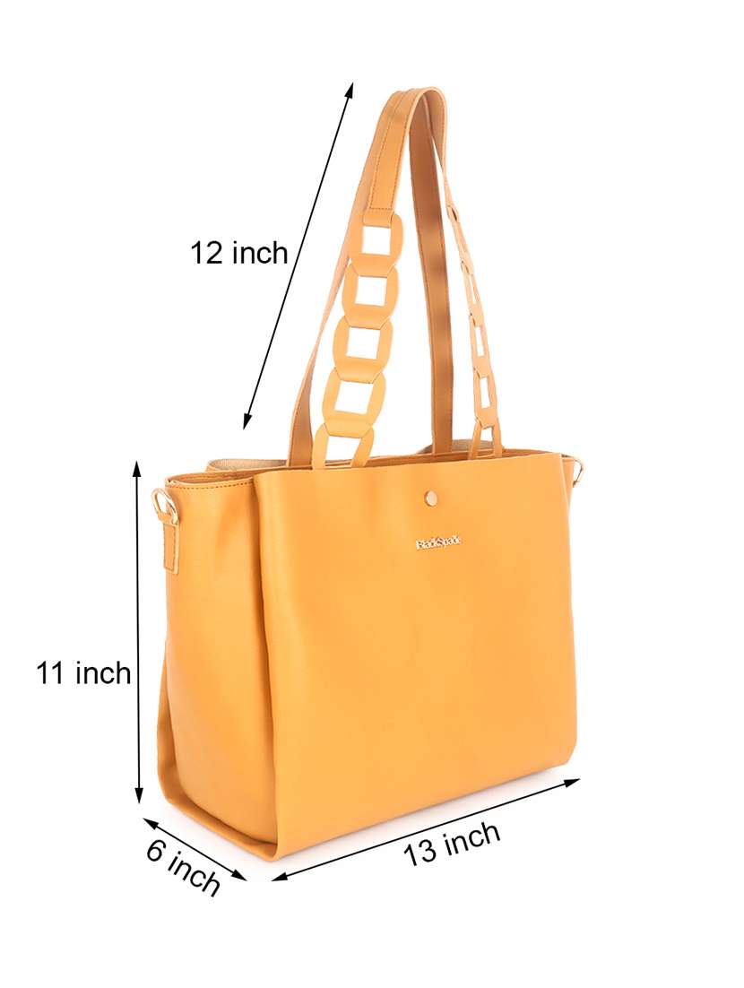 yellow leatherette (pu) handbag - 19517990 - Standard Image - 3