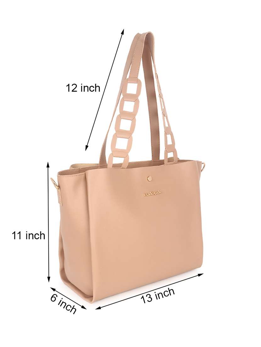 beige leatherette (pu) handbag - 19517991 -  Standard Image - 3