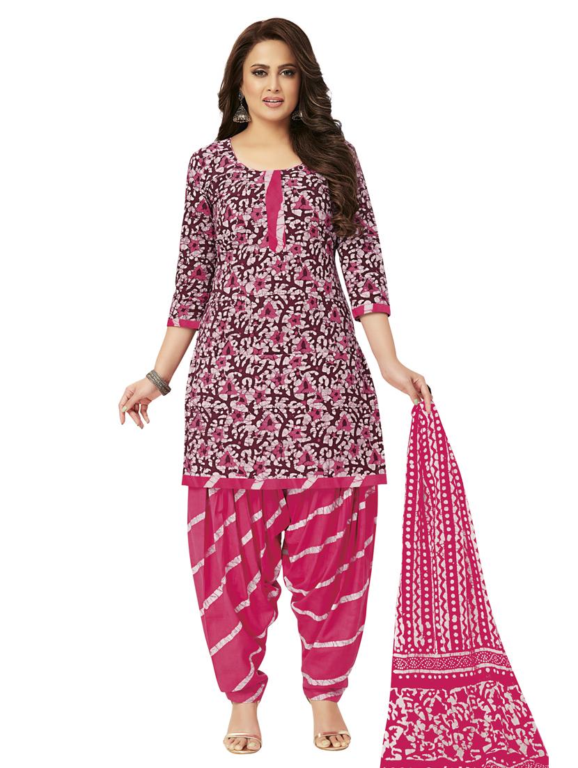 printed unstitched patiyala suit set