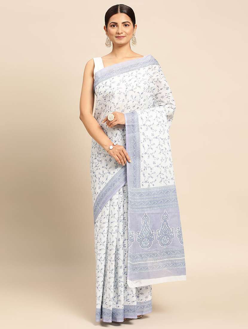 women's floral white colored saree - 19518135 - Zoom Image - 0