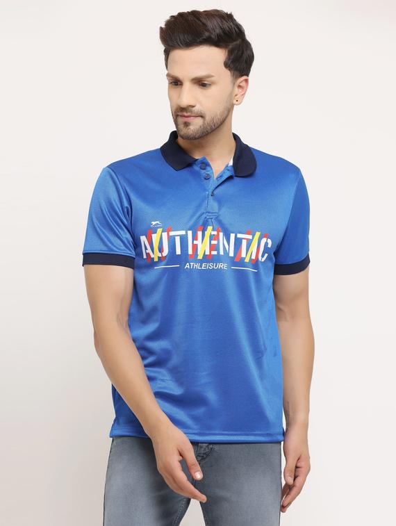 blue printed polo t-shirt - 19520423 -  Zoom Image - 0