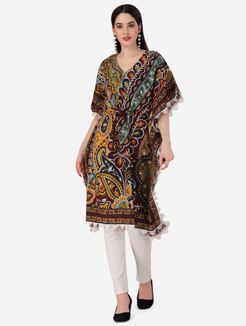 women v neck printed kaftan - 19521948 - Zoom Image - 0