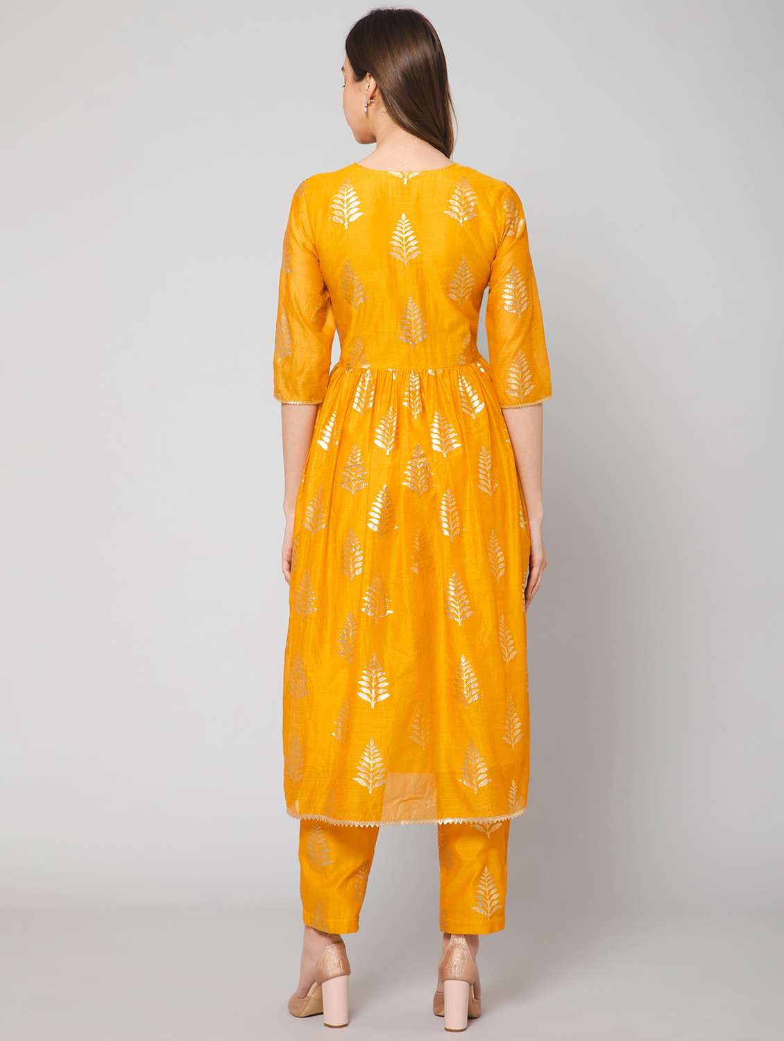 foil print kurta pant set - 19522262 - Standard Image - 3