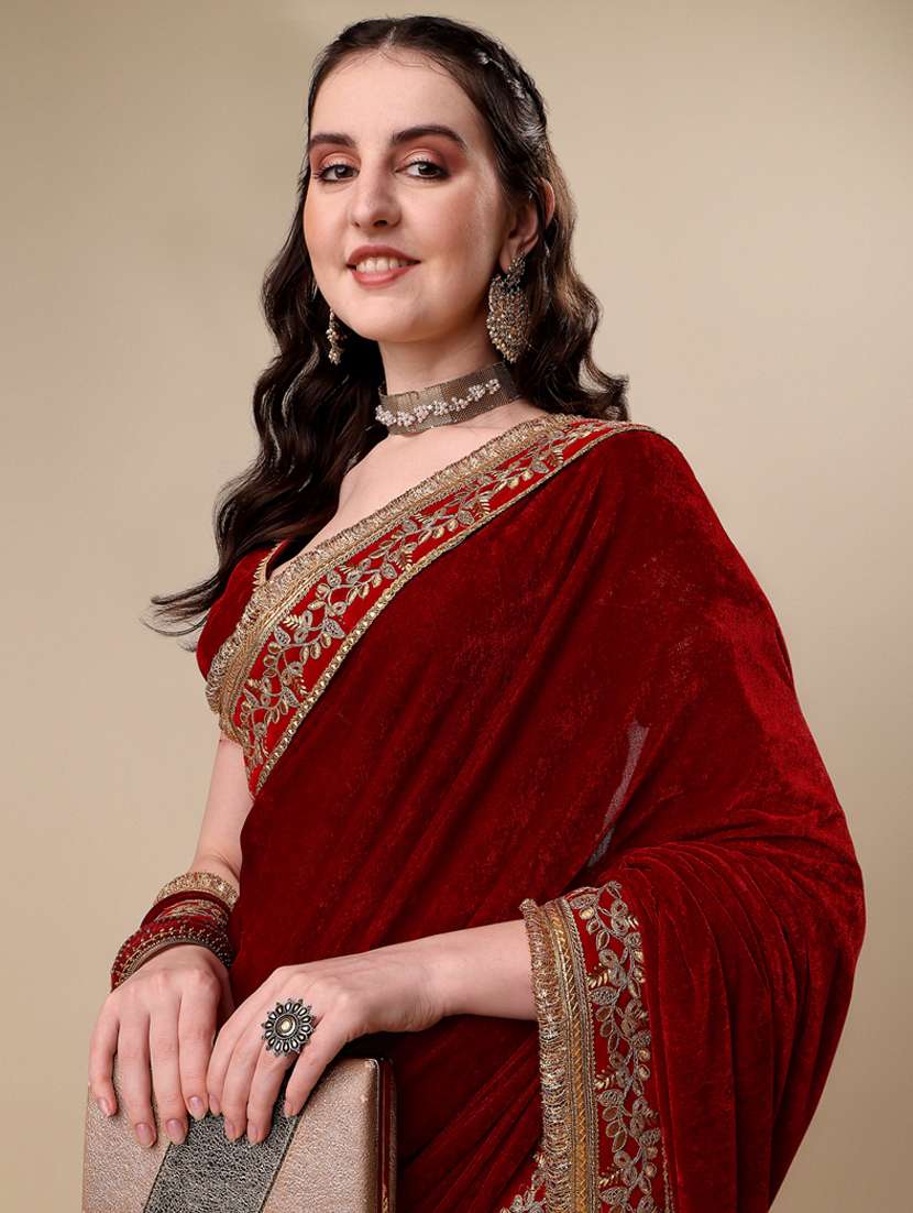 women's bordered royal blue colored saree - 19522525 -  Standard Image - 3