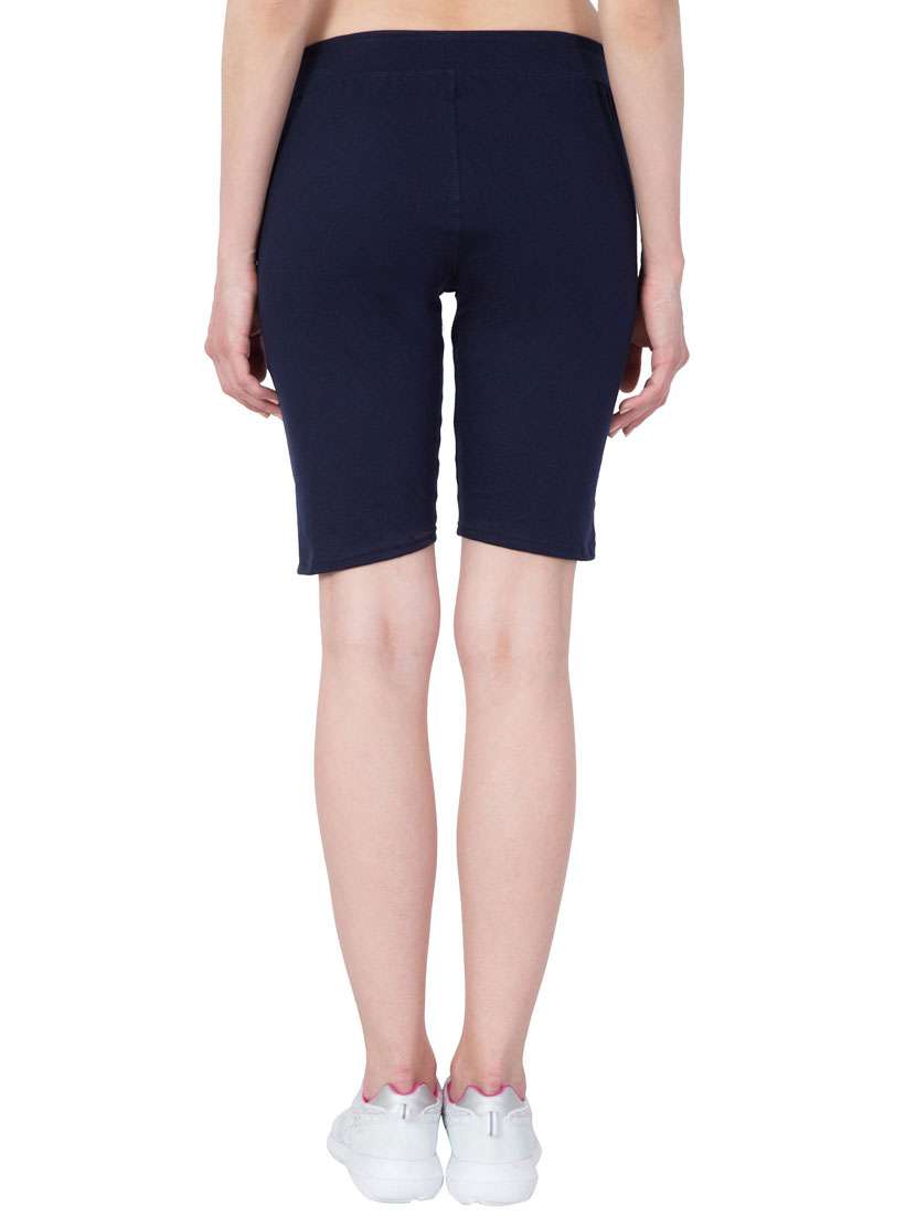 blue mid rise solid shorts  - 19523251 -  Standard Image - 3