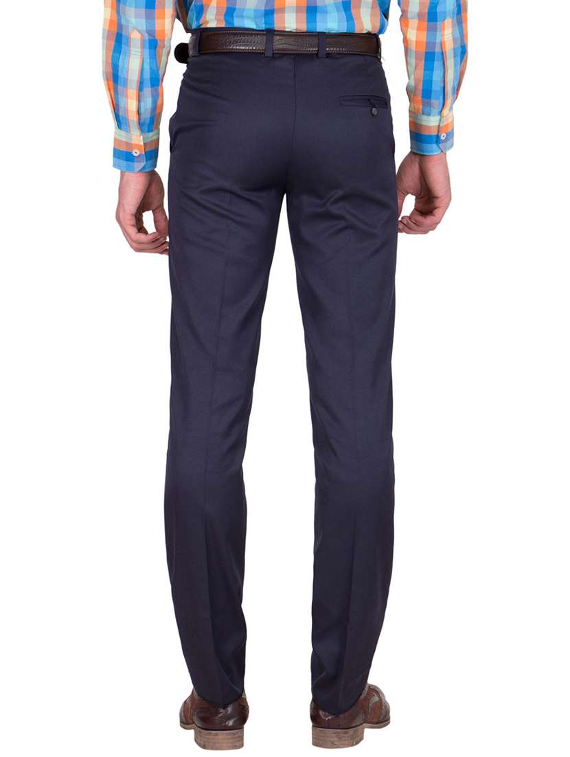 blue cotton flat front formal trouser - 19523918 - Standard Image - 3