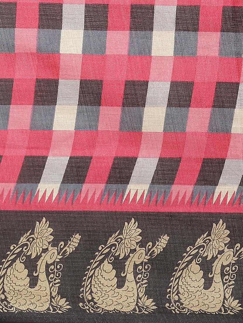 pink khadi saree with blouse - 19532611 - Standard Image - 3