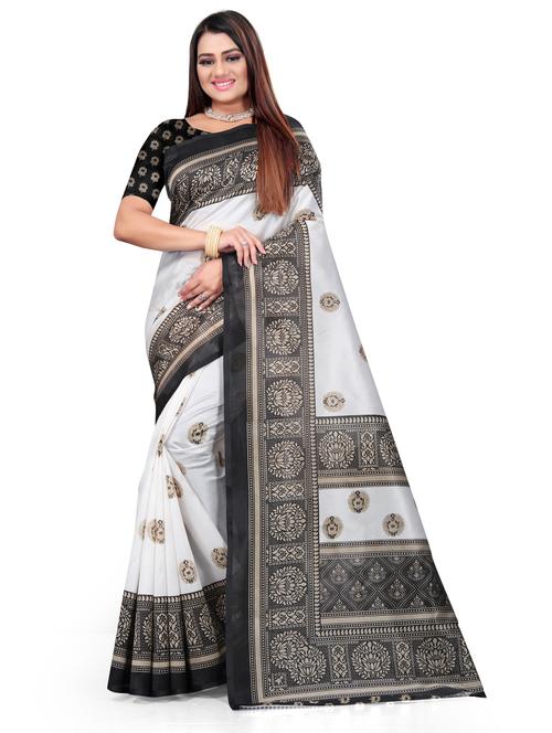 women's self design white colored saree with blouse - 19532880 - Standard Image - 0