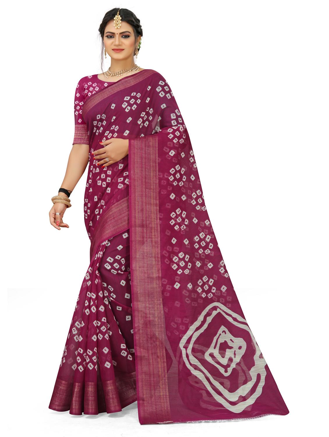 women's printed magenta colored saree - 19532890 - Zoom Image - 0