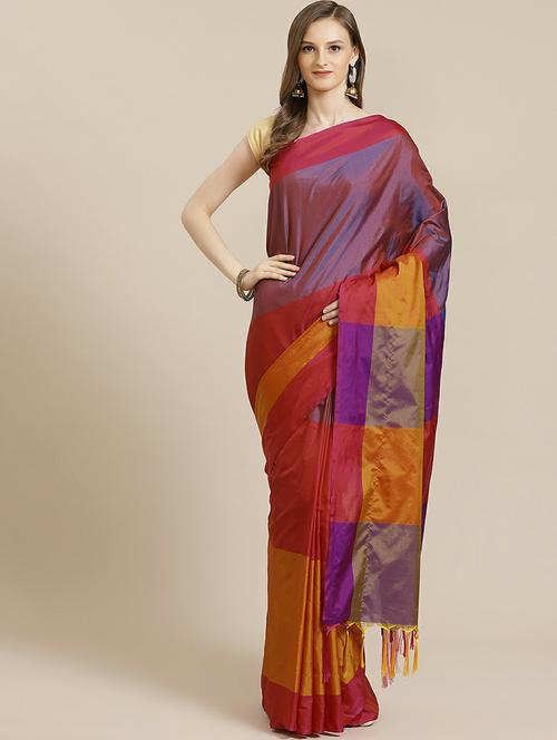 women's color block multi colored saree with blouse - 19533325 - Standard Image - 0