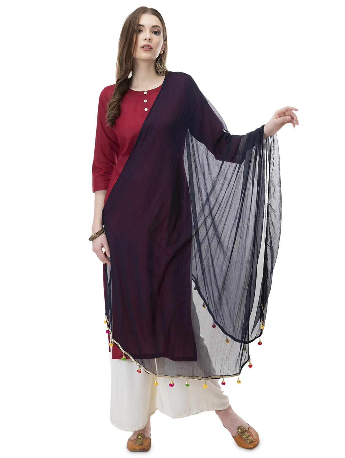 blue solid dupatta - 19533500 -  Zoom Image - 0