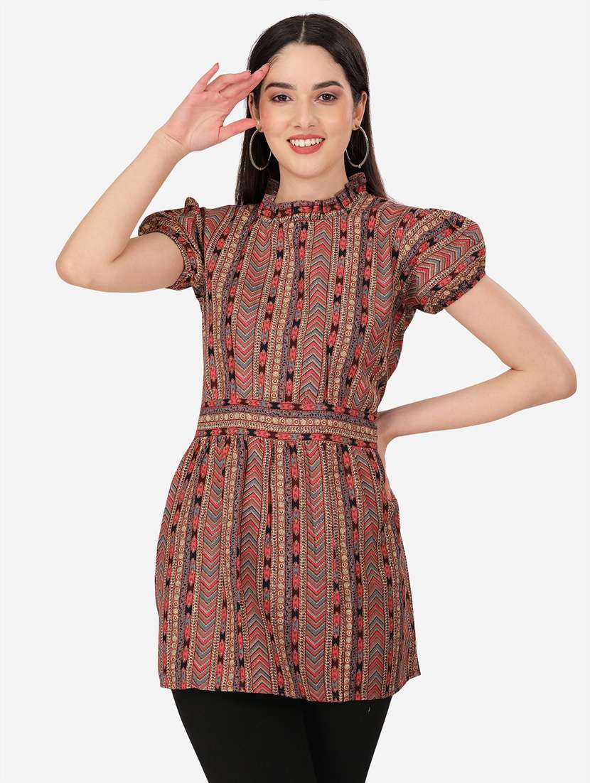 women mock neck printed tunic - 19533679 -  Zoom Image - 0