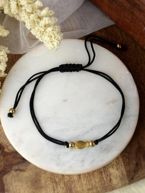 gold fish charm beads black thread anklet - 19536440 - Standard Image - 0