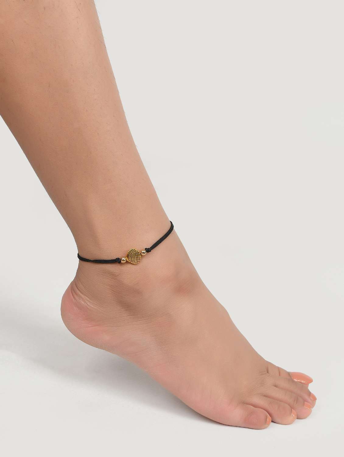 gold plated charm bead black thread anklet - 19536444 - Standard Image - 3