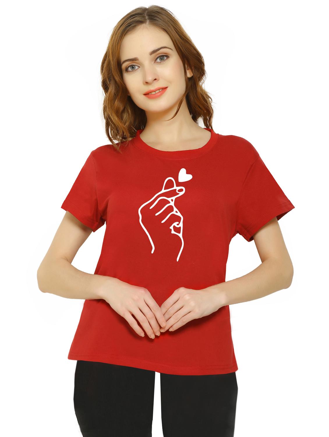 women's chest print round neck t-shirt - 19537759 - Zoom Image - 0