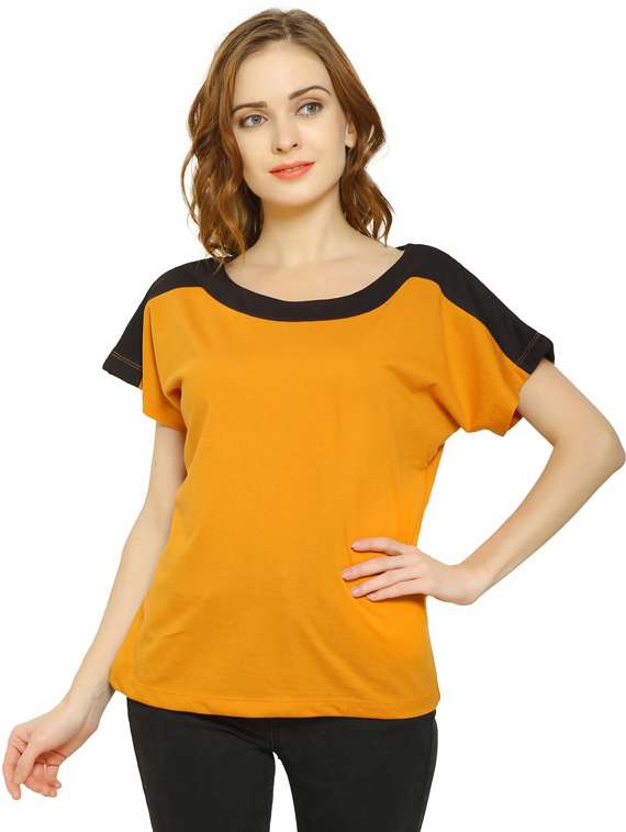 women's color block round neck t-shirt - 19537760 - Zoom Image - 0
