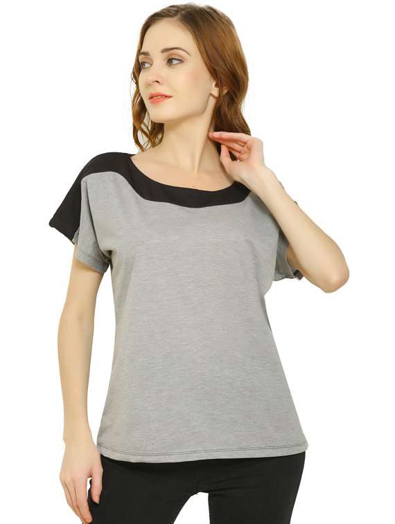 women's color block round neck t-shirt - 19537763 - Zoom Image - 0