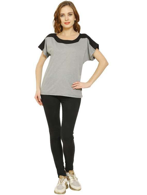 women's color block round neck t-shirt - 19537763 - Standard Image - 3