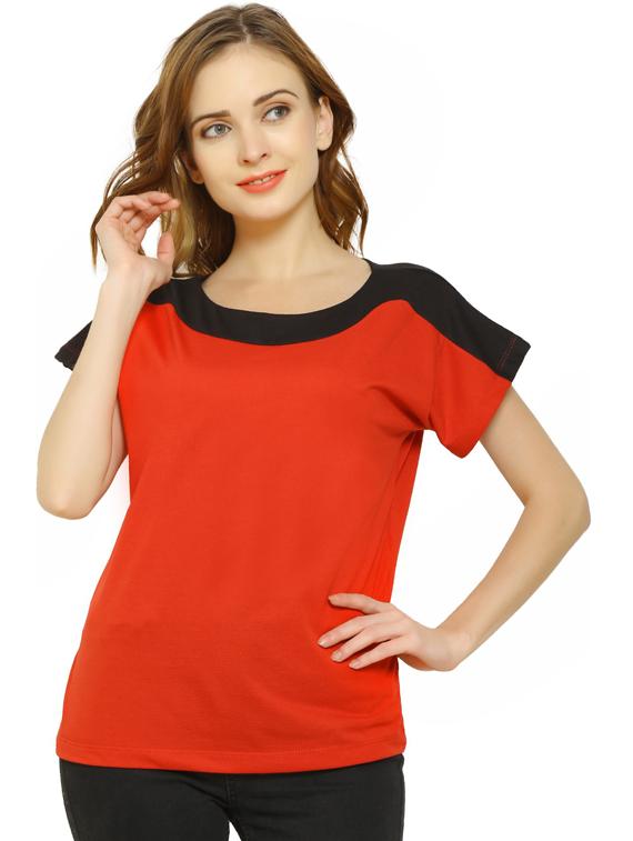women's color block round neck t-shirt - 19537769 - Zoom Image - 0