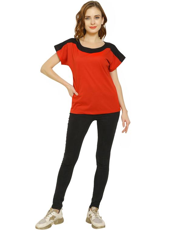 women's color block round neck t-shirt - 19537769 - Standard Image - 3