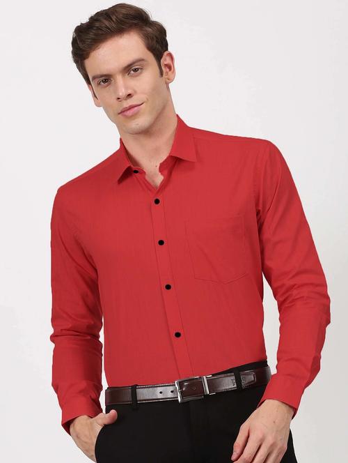 red cotton blend casual shirt - 19539547 -  Standard Image - 0