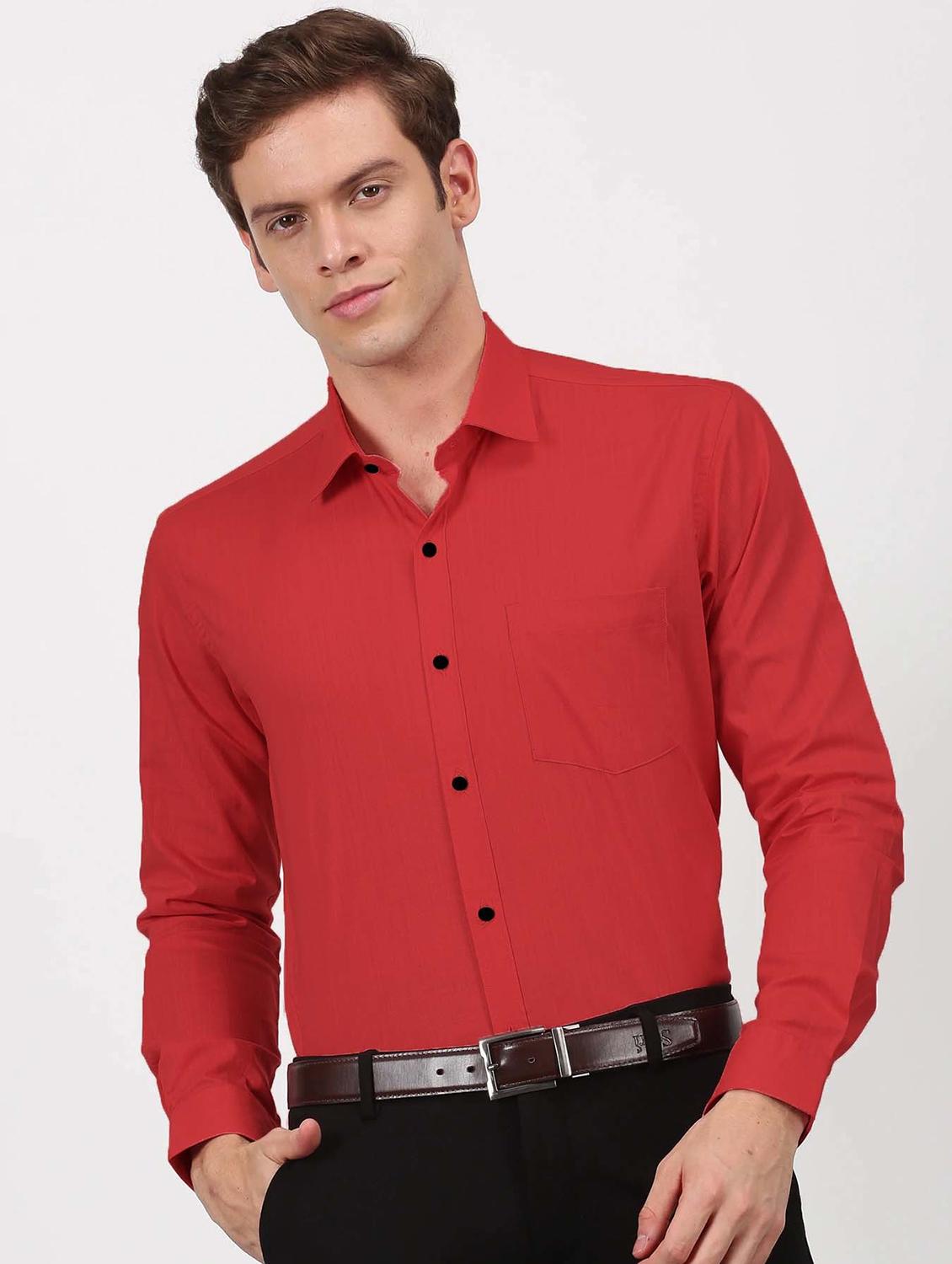 red cotton blend casual shirt - 19539547 -  Zoom Image - 0