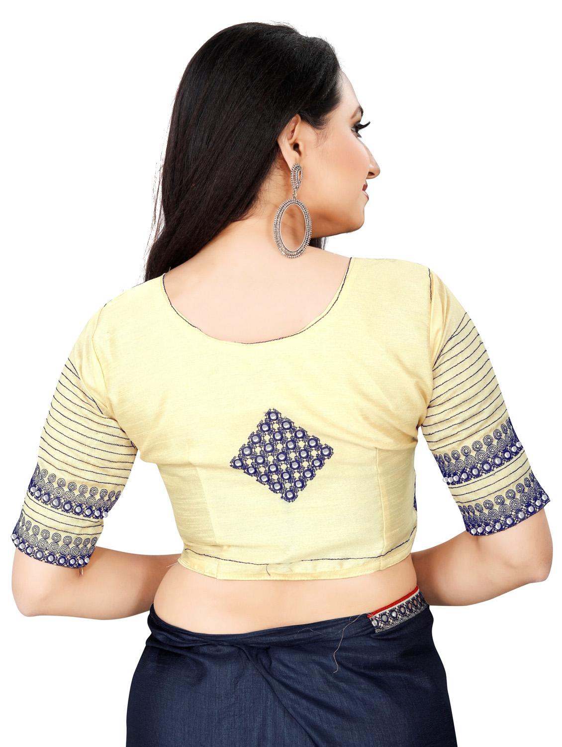 women's bordered blue colored saree with blouse - 19539857 - Standard Image - 3