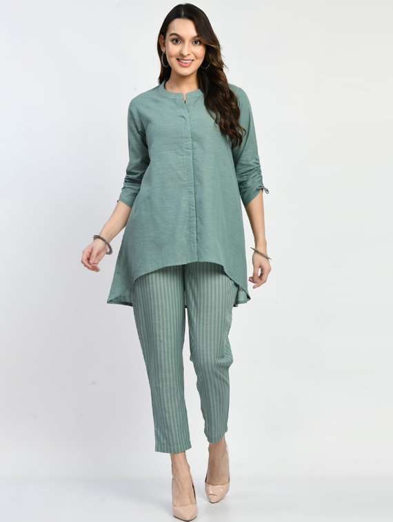 mandarin collar asymmetric kurta