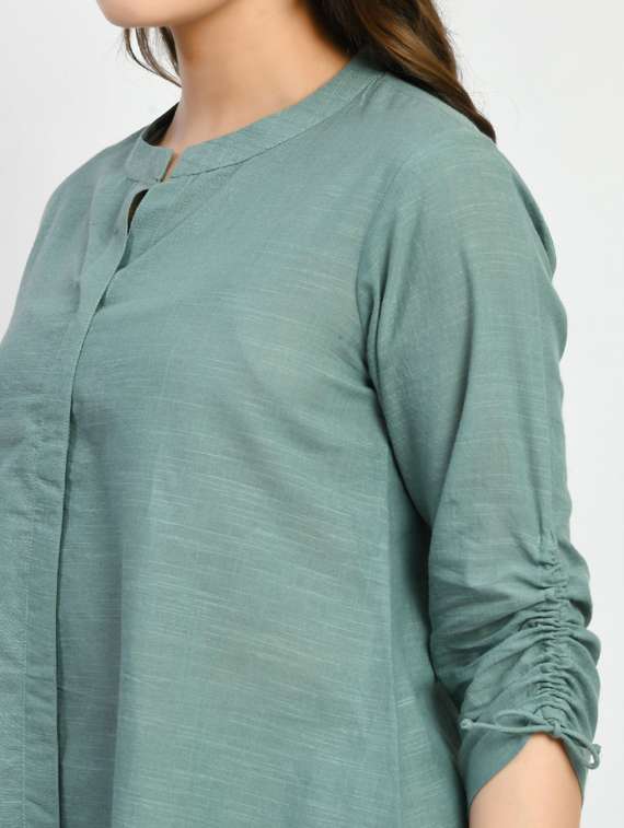 mandarin collar asymmetric kurta - 19554773 -  Standard Image - 3