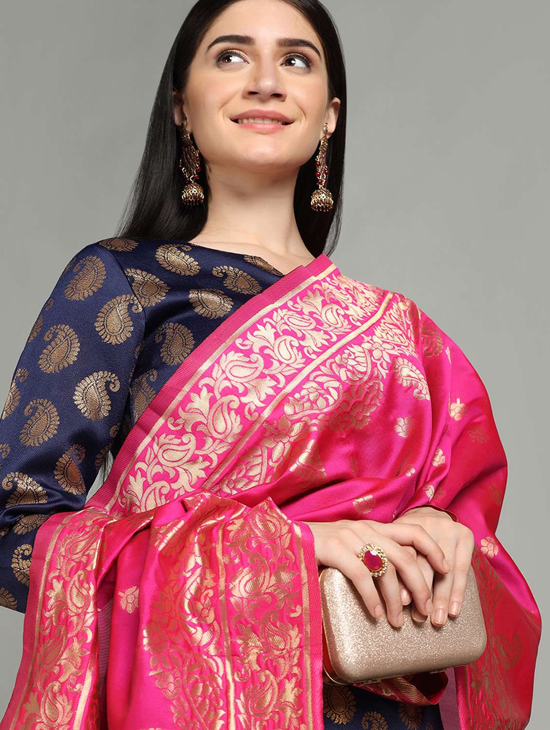 notch neck kurta pant set with dupatta - 19554843 -  Standard Image - 5