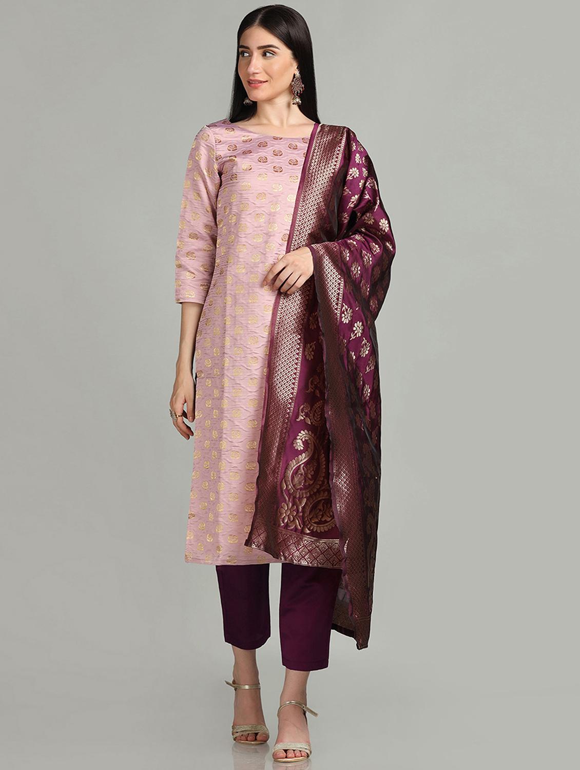 round neck kurta pant set - 19554946 - Zoom Image - 0