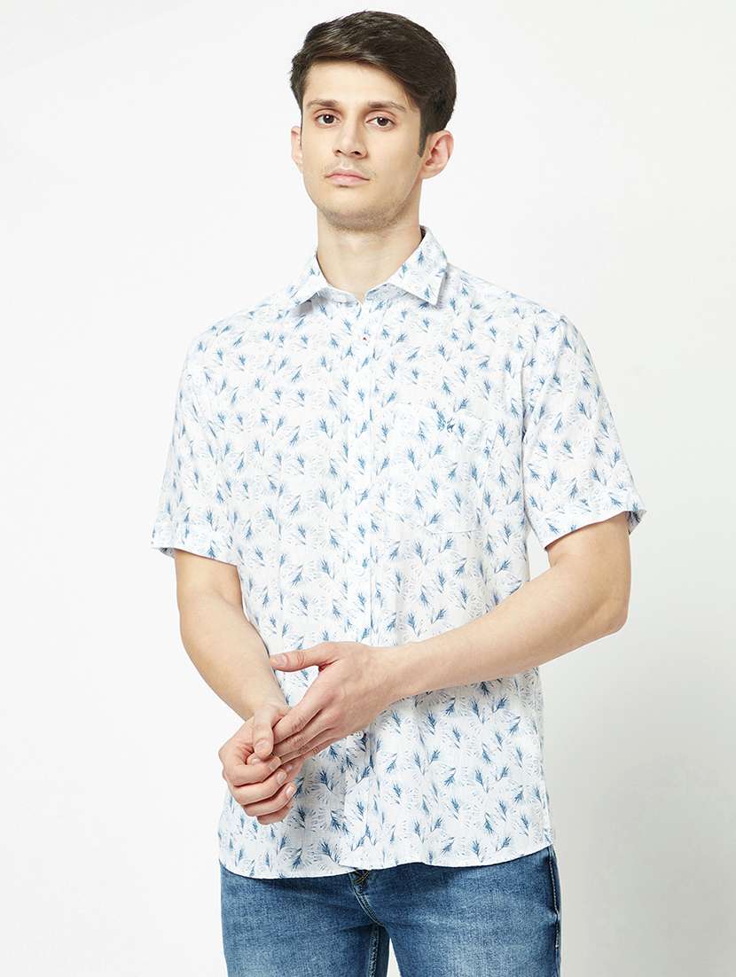 mens leaf print casual shirt - 19555115 - Zoom Image - 0