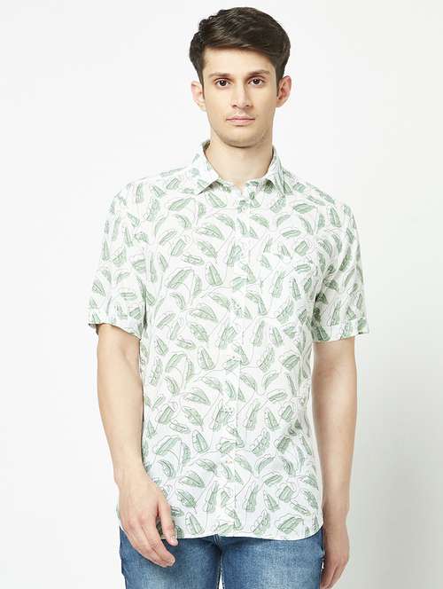 mens leaf print casual shirt - 19555120 -  Standard Image - 0