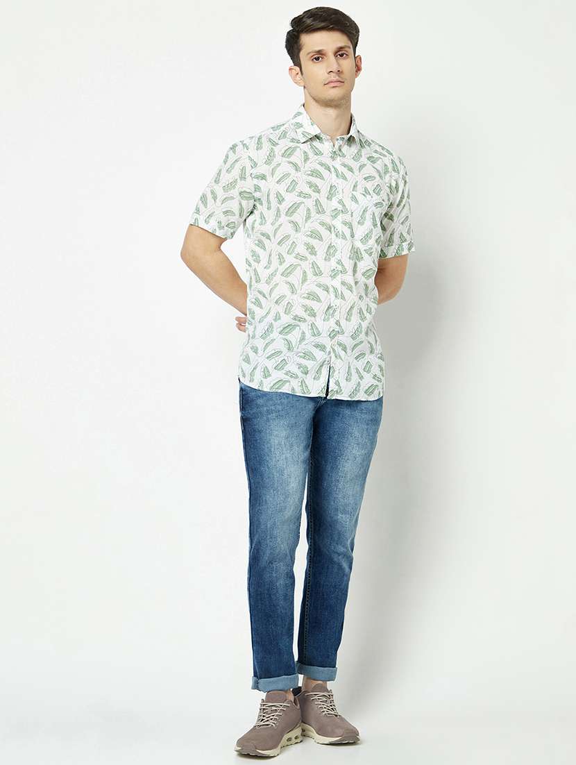 mens leaf print casual shirt - 19555120 -  Standard Image - 3