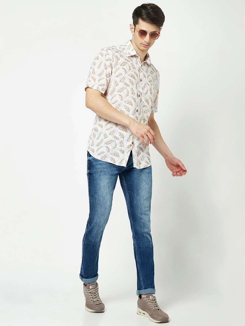 mens leaf print casual shirt - 19555121 -  Standard Image - 3