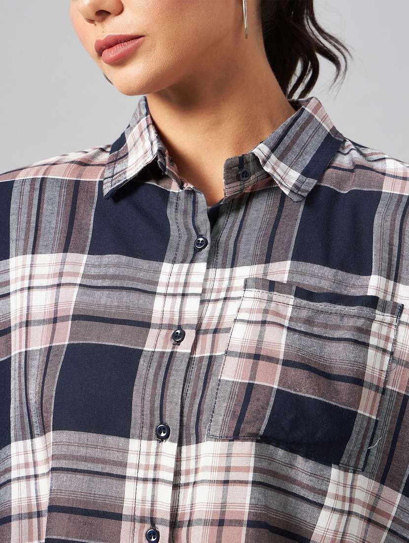 women checkered crop shirt - 19555150 -  Standard Image - 5