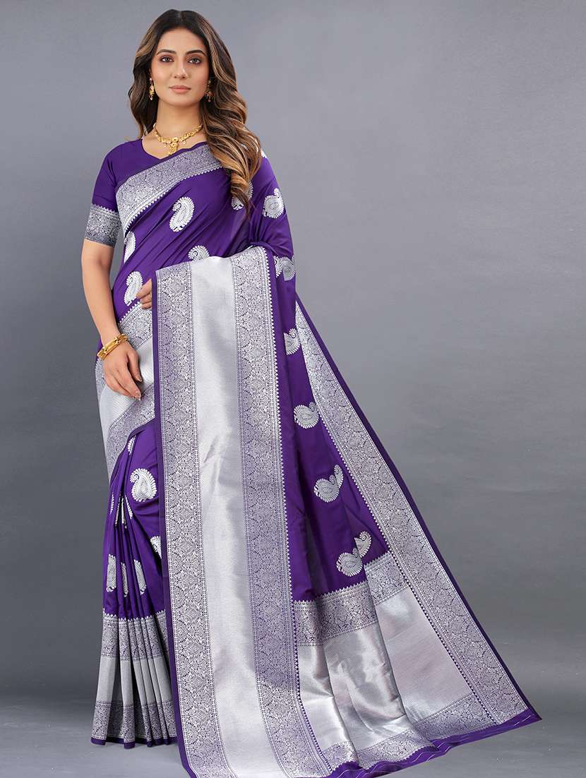 purple silk saree