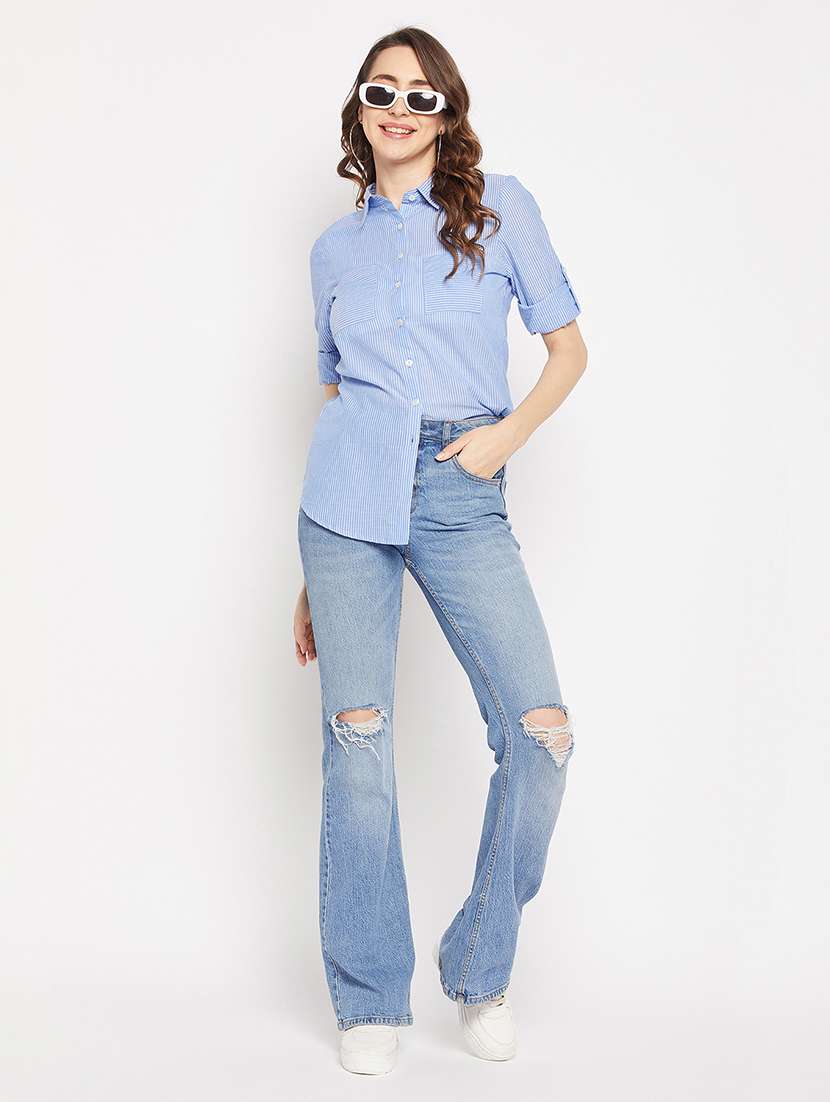 women striped regular shirt - 19560290 - Standard Image - 3