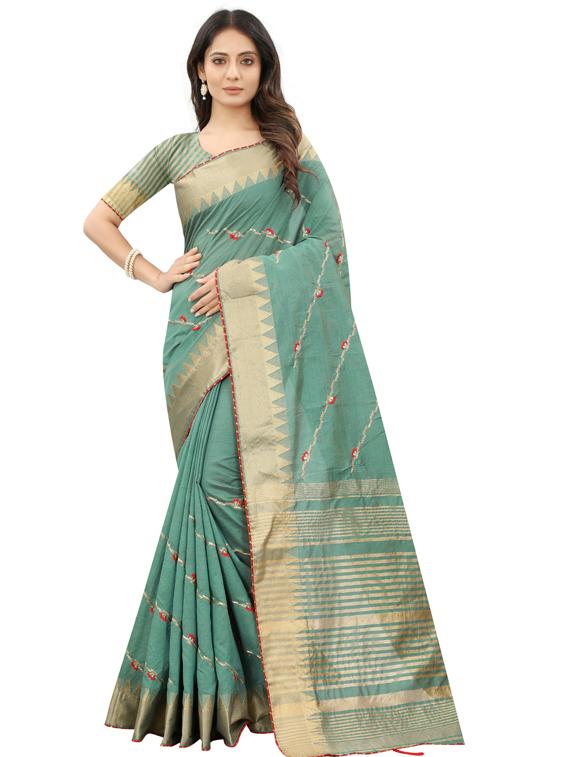 green assam silk saree with blouse - 19561213 - Zoom Image - 0