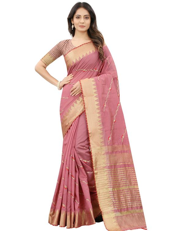 pink art silk assam saree - 19561214 - Zoom Image - 0